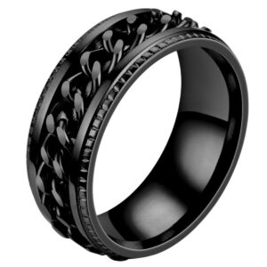 Anxiety Ring - (Ketting) - Stress Ring - Fidget Ring - Anxiety Ring For Finger - Draaibare Ring Dames - Angst Ring - Grijs-Grijs kleurig RVS - (17.00mm / maat 53)